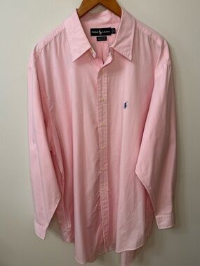 Ralph Lauren Yarmouth Pink Stripe Button Down Shirt Mens 18 34/35